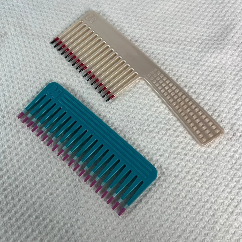 VTG 80s/90s Mebco Twice Color Dipped Wide Tooth Comb Volume Detangling 2 pack